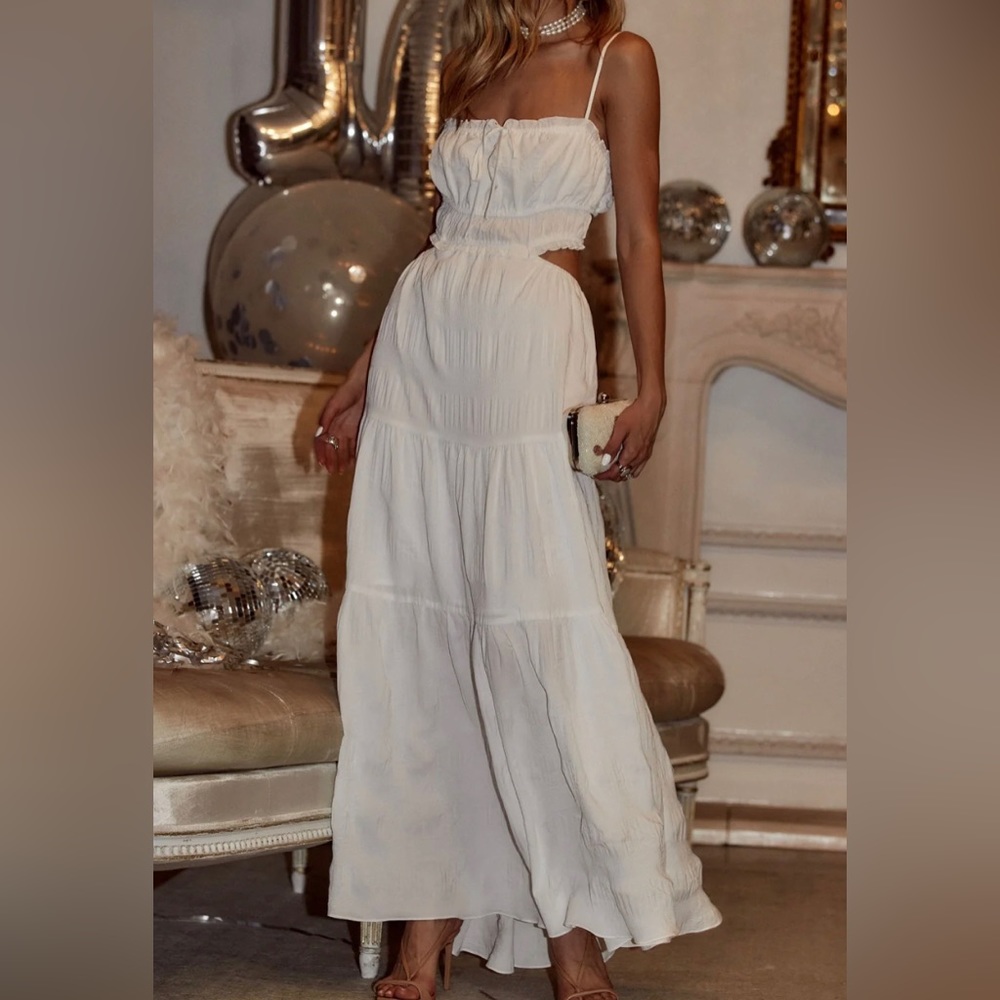 White Maxi Dress with cutout